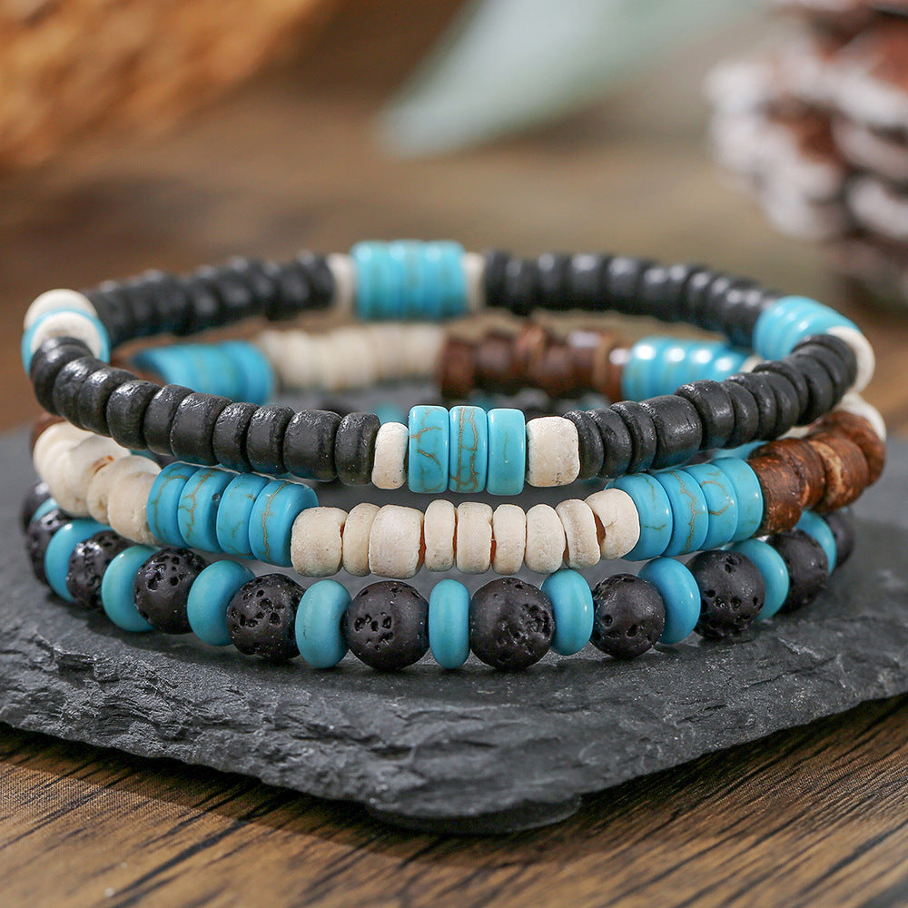 Wholesale New Coconut Shell Wood Chip Multilayer Bracelet Set